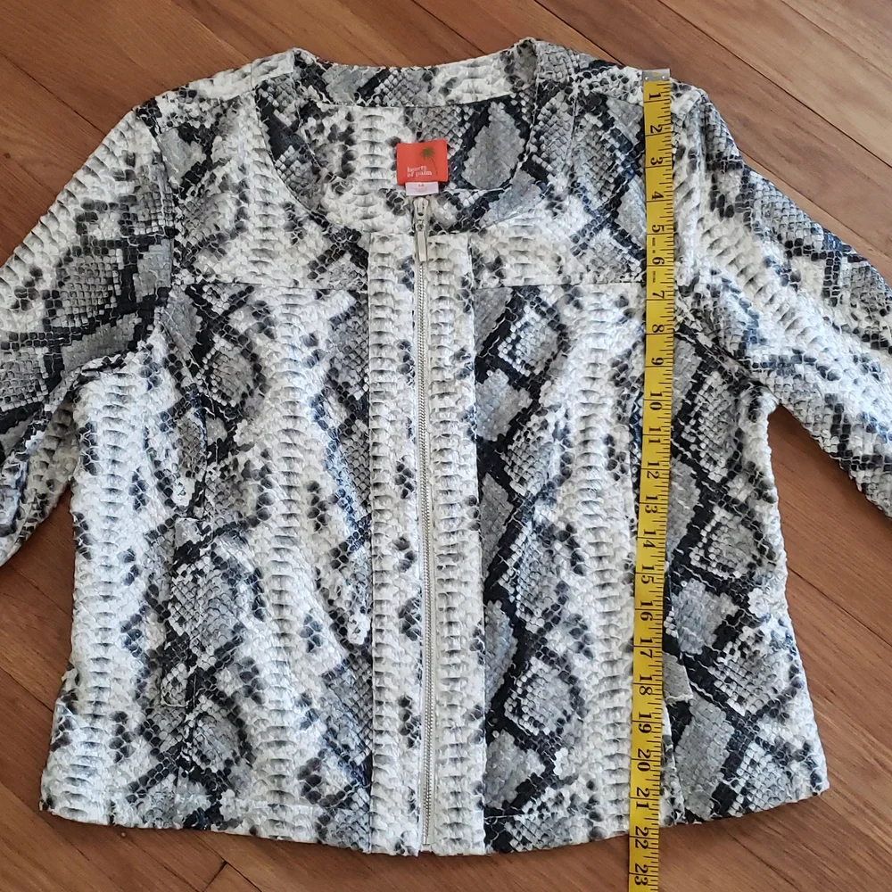 Hearts of Palm Faux Snakeskin Leather Zippered Jacket Women's Size 14 Large - Picture 10 of 12